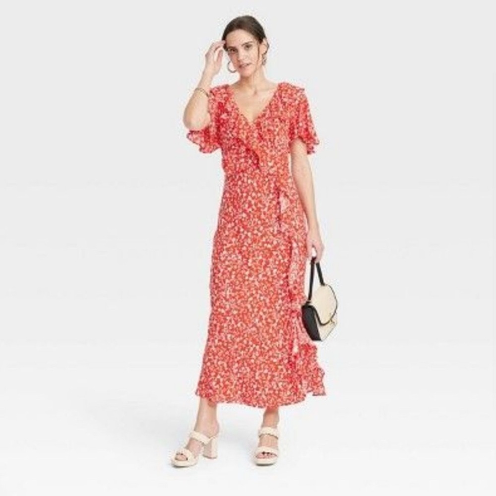 A New Day Red Floral Maxi Dress